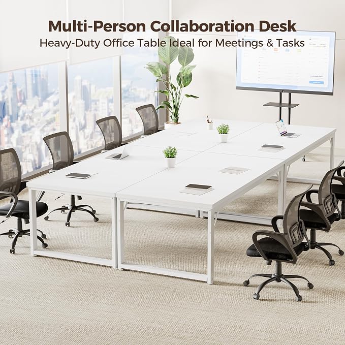 Mericonia 40 Inch Computer Desk, 1" Thick Small Office Table, White | Modern Simple Style, Heavy Duty Industrial Frame, Small Study & Writing Table for Home Bedroom Work - Image 7