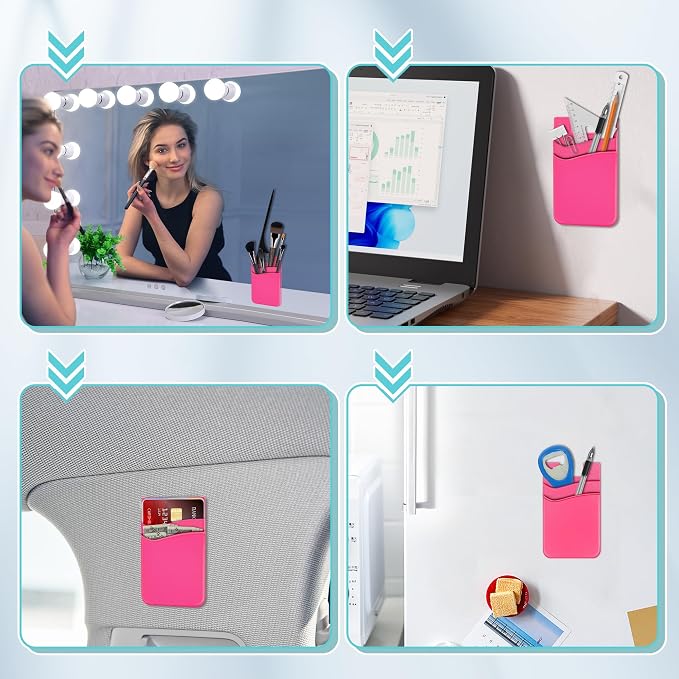 SHANSHUI Phone Wallet Stick on, Card Holder for Back of Phone Double Silicone Credit Business Card Sleeve Pocket Compatible for iPhone, Samsung Galaxy and Every Smartphones (MultiColors-5pcs) - Image 6