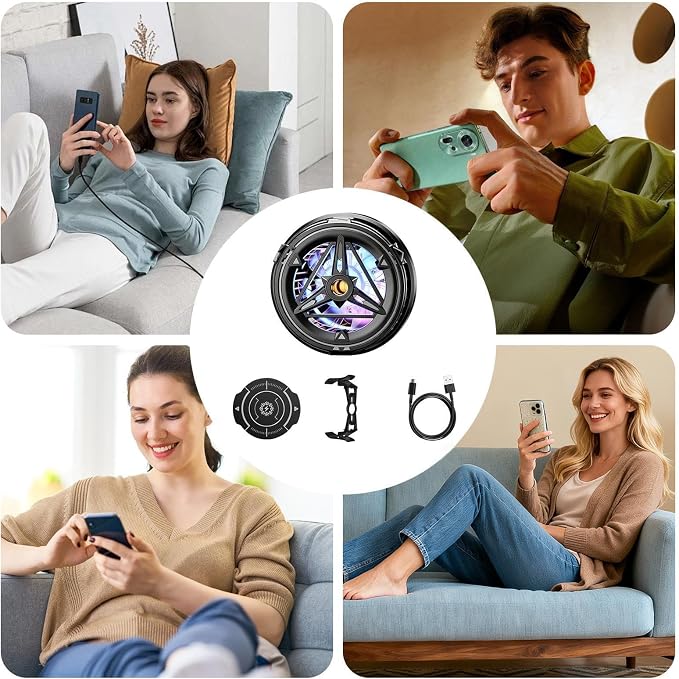 Magnetic Cooler, Plug-in – Portable Semiconductor Fan Phone, Temperature Display&Light Laptops Tablet, Home Vlogging Outdoor Live Streaming | Laptops Tablet Home Vlogging Outdoor Live Streaming - Image 4