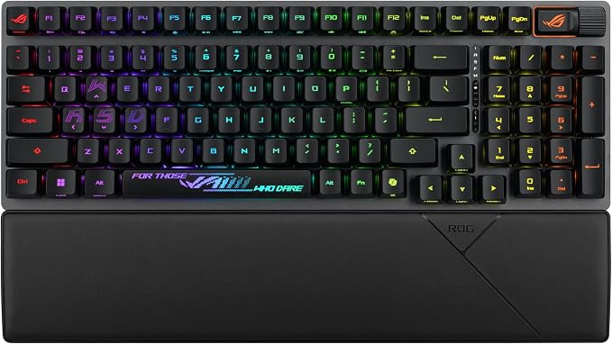 ASUS ROG Strix Scope II 96 RX Wireless Optical Gaming Keyboard – 96% Full-Size, Tri-Mode Connectivity, Pre-lubed ROG RX Red Linear Switches PBT Keycaps, RGB, PC/Mac Support - Black - Image 9