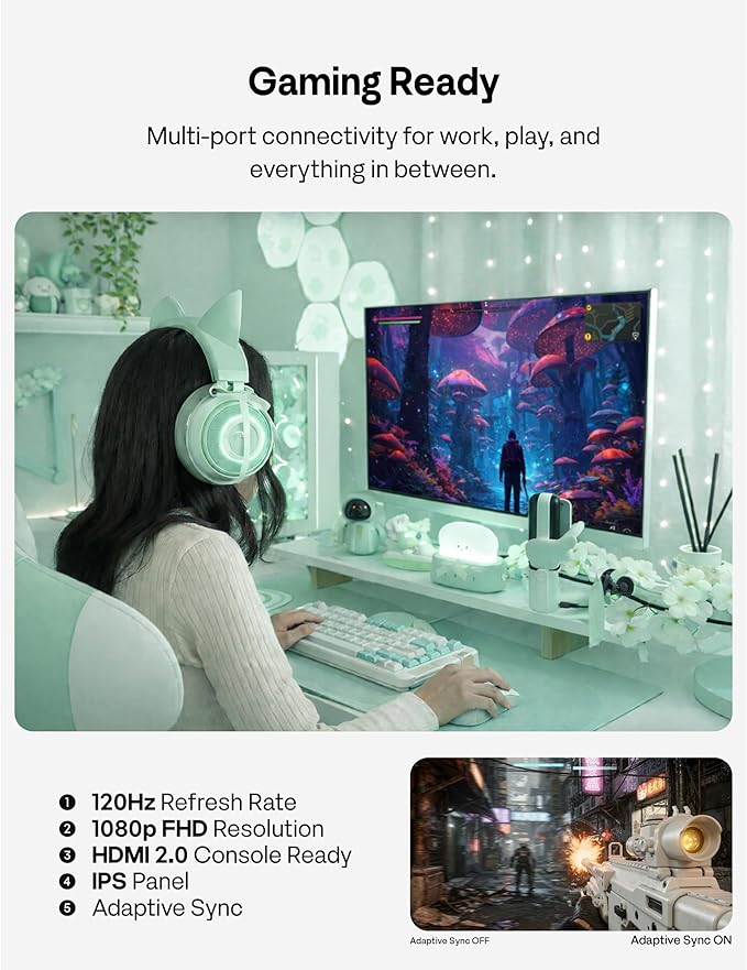 Pixio PX246 Wave Mint Green 24 inch 120Hz Refresh Rate FHD 1080p Resolution IPS Panel 4ms GTG Response Time Gaming Monitor with Adaptive Sync - Image 6