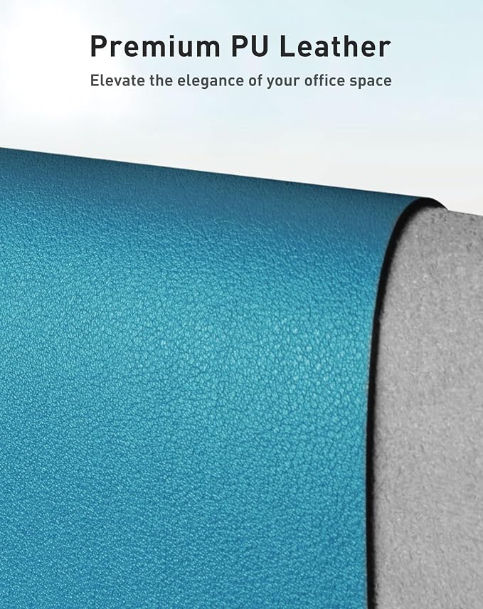 Aothia Faux Leather Desk Mat - Large Mouse Pad, Non-Slip PU Leather Blotter, Waterproof Writing Surface for Office and Home (Turquoise, 42" x 17") - Image 2