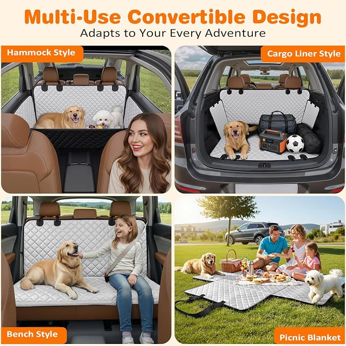 URPOWER Dog Car Seat Cover for Pets 100% Waterproof Seat Cover Hammock 600D Heavy Duty Scratch Proof Nonslip Durable Soft Back Seat Covers for Cars and SUVs - Image 6