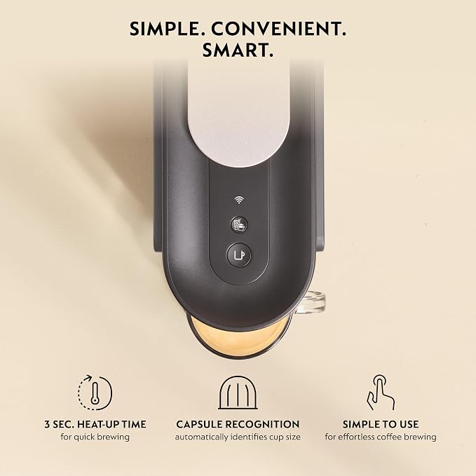 Nespresso Vertuo Up Coffee & Espresso Maker by De'Longhi, Grey | Graphite color coffee machine with 3 second start, 47 oz. multi-position water tank, iced coffee mode and app customization. - Image 4