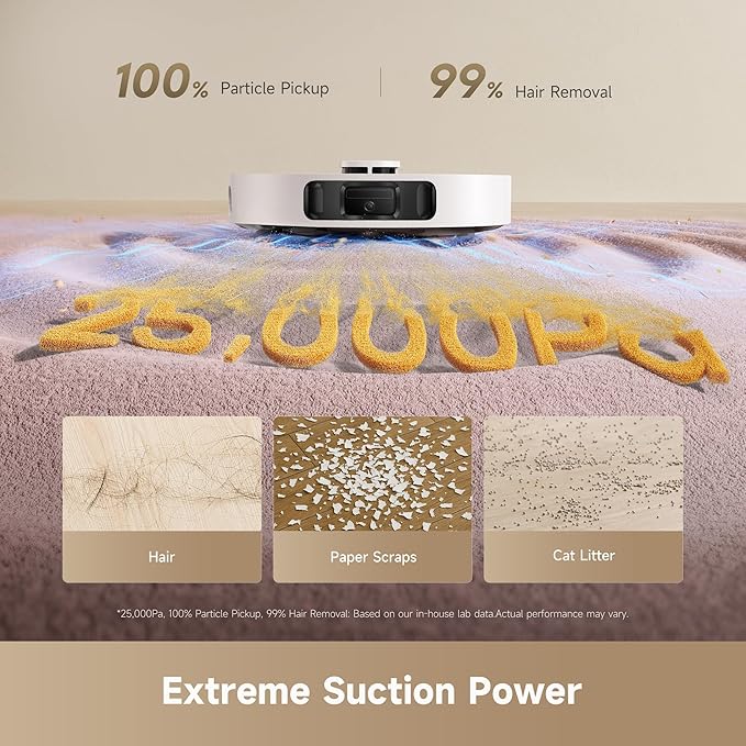 dreame D30 Ultra Robot Vacuum and Mop, All-in-One Base Station | 25,000Pa Powerful Suction, 100-Days Auto-Empty, MopExtend Tech for Edge Cleaning, Smart Obstacle Avoidance, White - Image 2