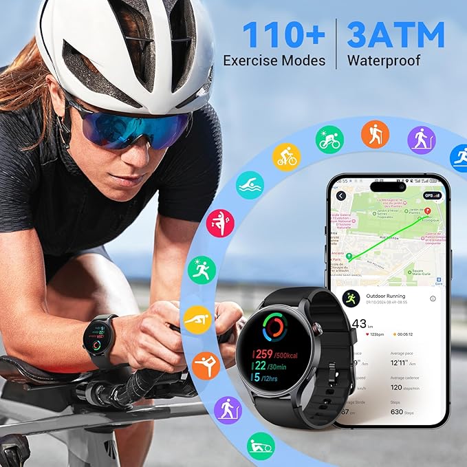 Fitpolo Smart Watch for Men Women,1.3" AMOLED Touchscreen Fitness Tracker, Make/Answer Calls, Heart Rate SpO2 Monitor, 3ATM Waterproof, Sleep & Activity Tracking Smartwatch for Android Phones iPhone - Image 6