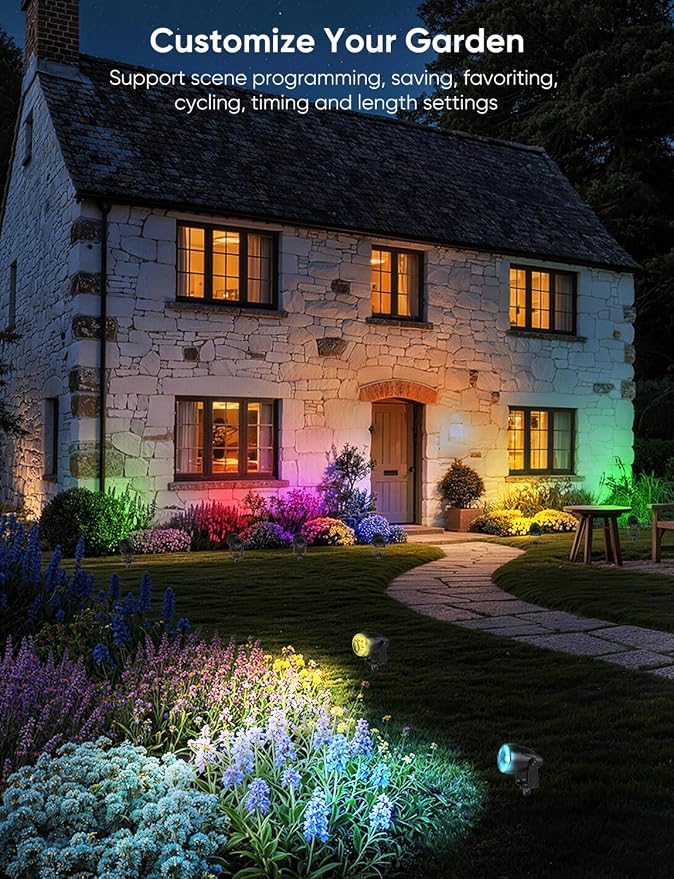 APPECK Landscape Lighting, RGBW Spotlights with APP Control,4 Pack | Color Changing Low Voltage ,IP65 Waterproof Outdoor Landscape Lights for Garden Yard Outside Decoration - Image 2