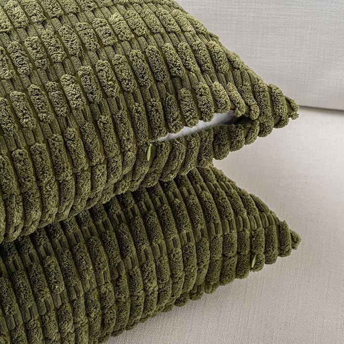 Fancy Homi 4 Packs Decorative Throw Pillow Covers for Living Room Couch Bed, Modern Farmhouse Boho Home Décor Accent Cushion Case, 24" x 12", Moss Green - Image 3