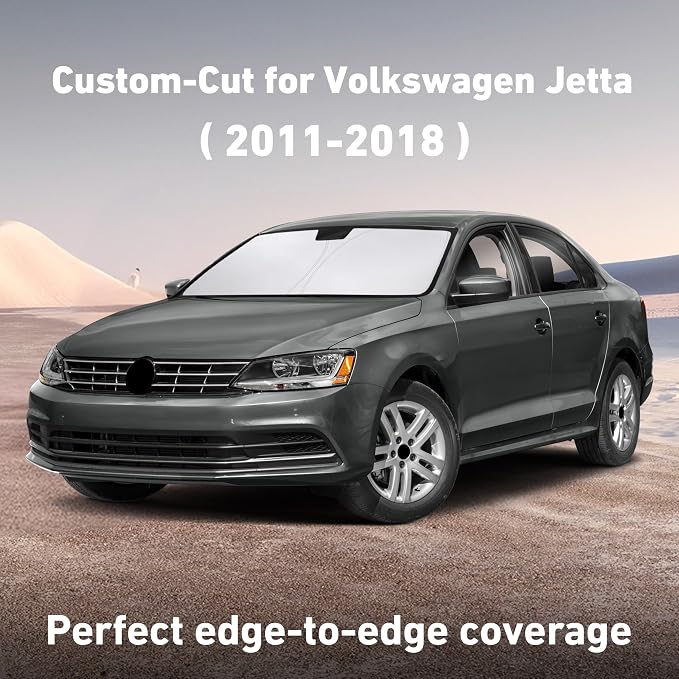 EcoNour Windshield Sunshade Compatible for Volkswagen VW Jetta 2011-2016 2017 2018, Sun Visor for Front Windshield & Window Sun Shade Cover, UV Heat Blocker & Protector, Car Accessories - Image 2