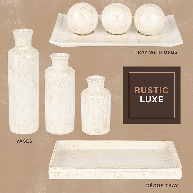 Creative Scents Rustic Luxe Vase Set - Vases for Decor, Perfect for Holding Pampas Grass, Dried/Fresh Flowers, Vases for Your Kitchen, Bedroom, Office, Living Room, Bathroom, or Shelf Decor - Image 9