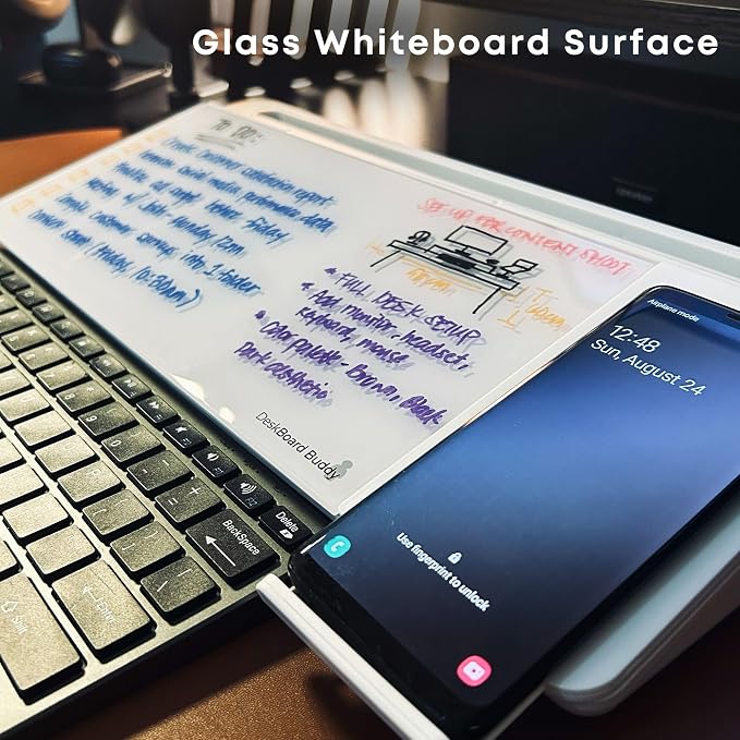 DeskBoard Buddy Desktop Whiteboard + 2 Markers (White with Wireless Charger) - Image 3