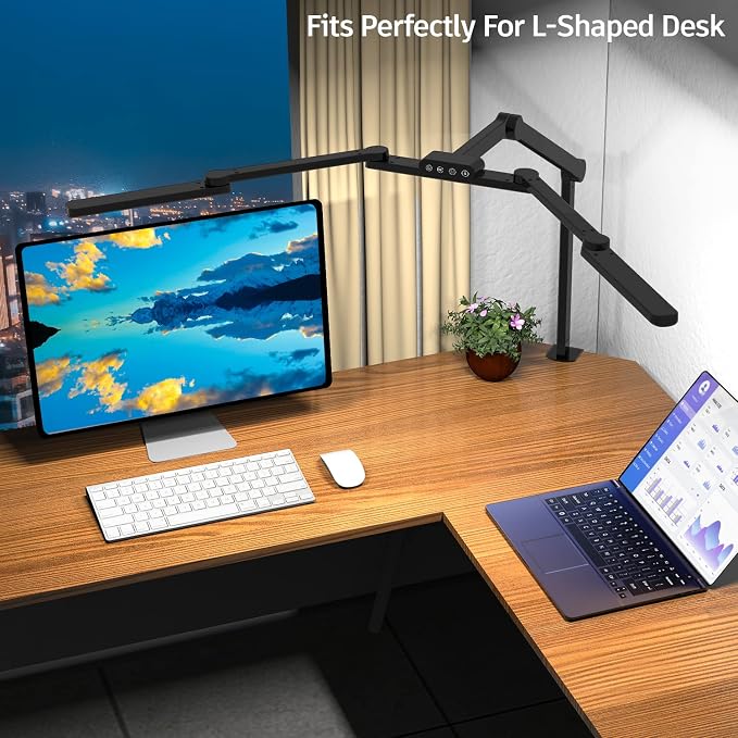 EPABINA Transformable LED Desk Lamp, 41.5" Large Architect Desk Lamp with Clamp, 3 Light Bars Desk Light for Home Office, 24W Auto Dimming Office Lighting Table Light for L Shaped Desk - Image 2