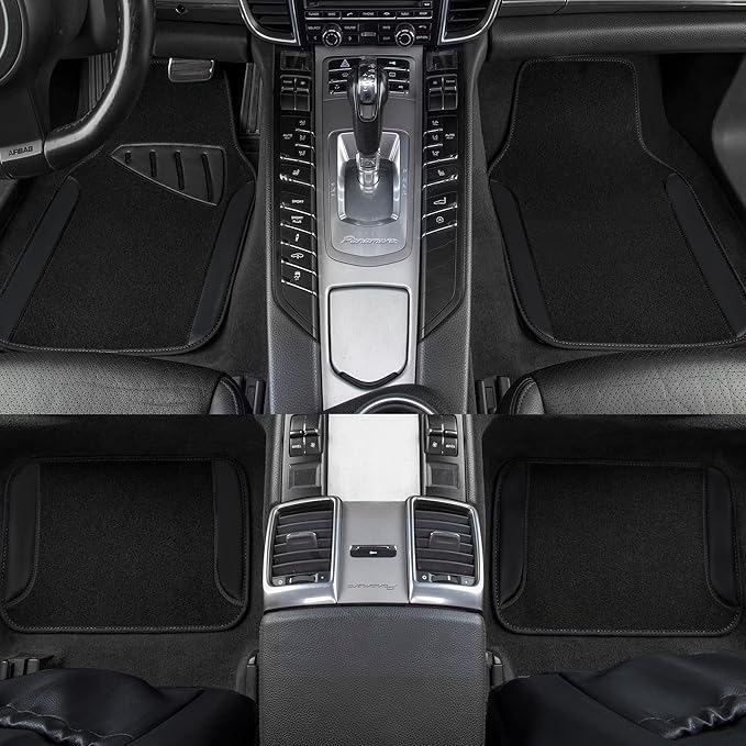 CAR PASS Waterproof Universal Fit Car Floor Mats, Faux Leather Car Carpet Mats, Black Car Mats with Anti-Slip Nibbs Backing & Driver Heel Pad Fit for SUV,Vans,sedans, Trucks,Set of 4pcs(All Black) - Image 4