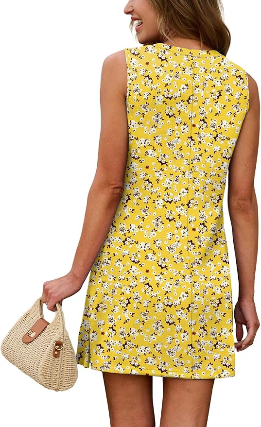 WIHOLL Casual Dresses for Women Crewneck Sleeveless Tank Dress Summer Spring Boho Vacation Clothes - Image 5