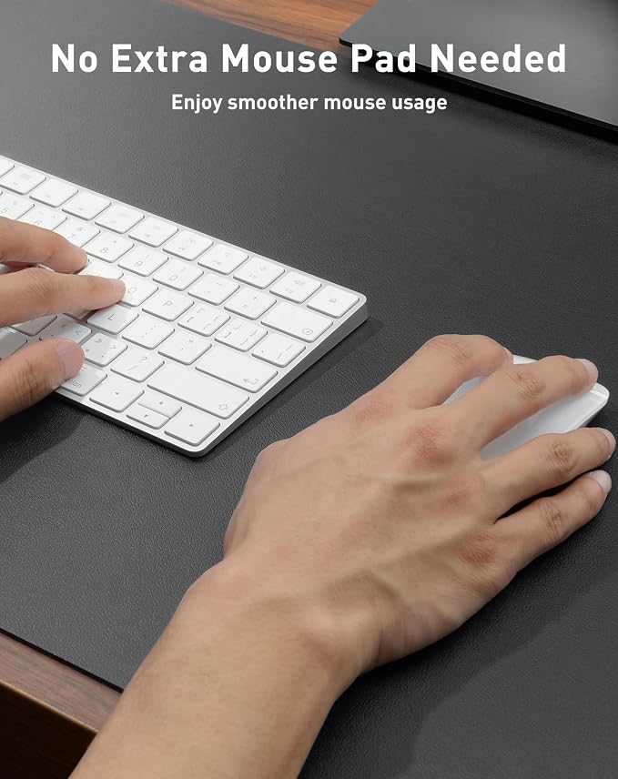 Aothia Faux Leather Desk Mat - Large Mouse Pad, Non-Slip PU Leather Blotter, Waterproof Writing Surface for Office and Home (Grey, 42" x 17") - Image 4