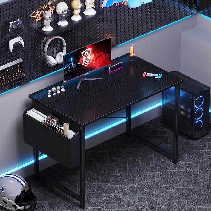 OLIXIS Small Computer Desk, 40 Inch Gaming Desks for Home Office | Writing Study Craft Work Table, Computer Workstation for Bedroom Small Spaces with Storage Bag, Black - Image 5