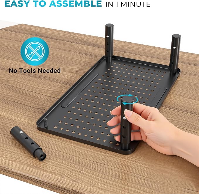 BONTEC 1 Pack 3 Height Adjustable Monitor Stand Riser with Pen Holder, Ergonomic Metal Laptop Stand with Cable Management, Desktop Stand for Computer, Printer (Black, 14.3” x 9.1”) - Image 7