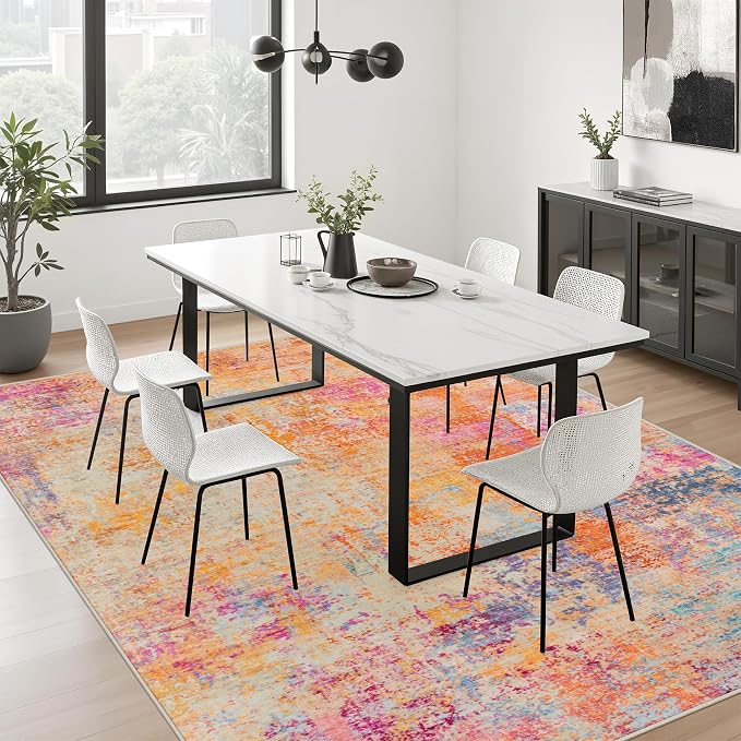 6x9 Area Rug Living Room Rug: Washable Modern Abstract Soft Thin Rug Indoor Floor No Slip Carpet for Bedroom Dining Room Farmhouse Nursery Home Office - Galaxy Haze - Image 4