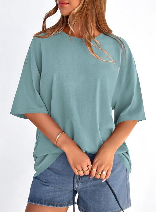 PRETTYGARDEN Womens 2026 Spring Going Out Tops Casual Short Sleeve Crewneck Loose Fit Basic Oversized T Shirts Summer Outfits - Image 5