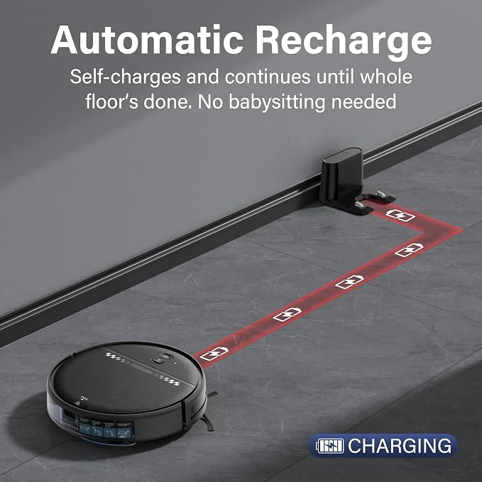 Robot Vacuum and Mop for Pet Hair, 2-in-1 Robot Vacuum Cleaner for Hard Floors&Carpets with 2.87'' Slim Design, Wi-Fi/App/Voice Control, 3D Obstacle Avoidance & Self-Charging - Image 5