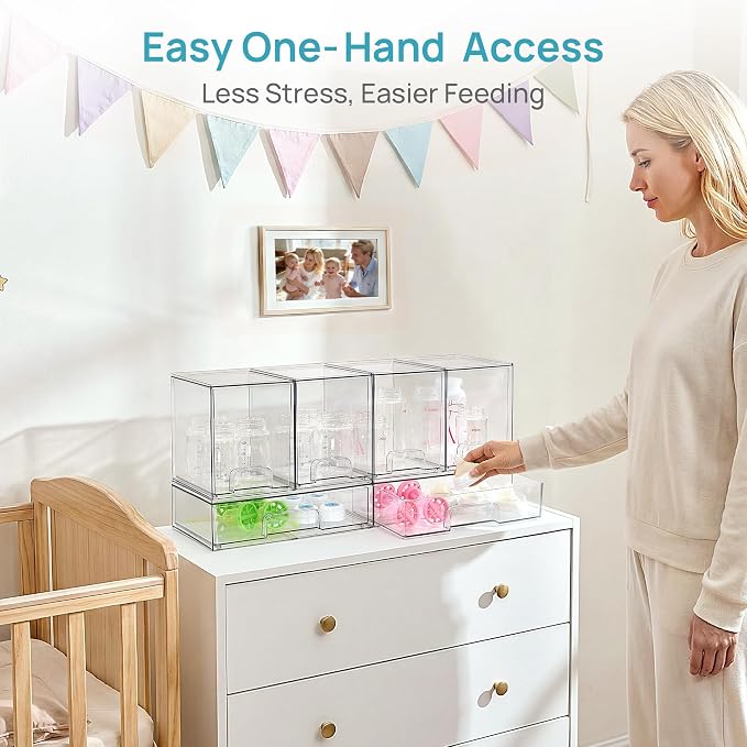 Vtopmart 6 Pack Baby Bottle Organizer Set, Stackable Storage Drawers Ideal for Kichen Countertop, Vanity, Bathroom, Cabinet, Pantry Organization - Image 5