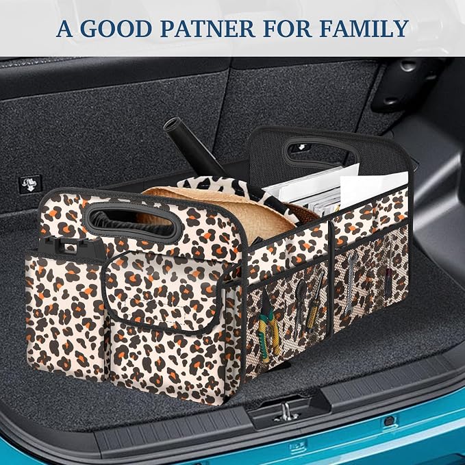 Femuar Car Trunk Organizer, Trunk Storage Organizer with Large Capacity Waterproof Collapsible Trunk Organizer for Car Suv/Jeep/Sedan (Leopard Print, Standard) - Image 7