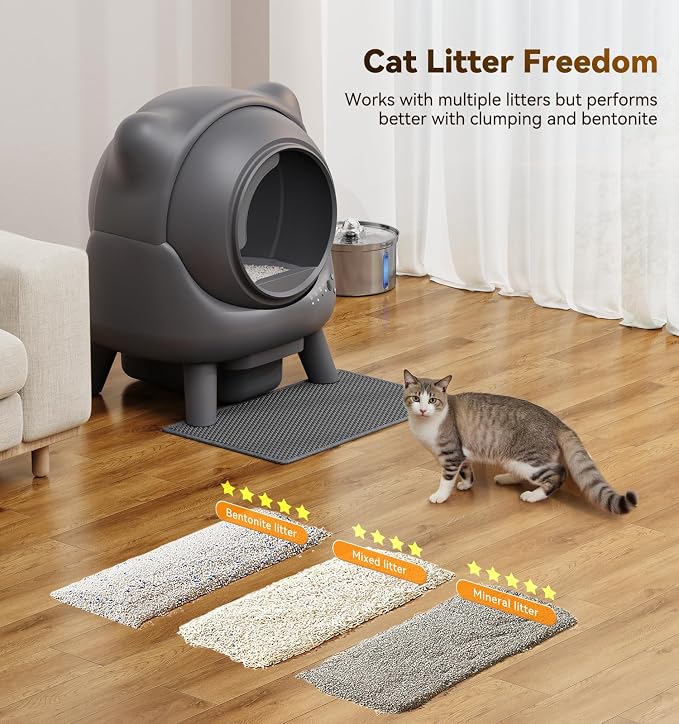 Automatic Litter Box, FEELNEEDY Self Cleaning Litter Box, Odor Control Robot, Cat Ears Design, 65L APP Real-Time Monitor, Cat Litter-Boxs for Multiple Cats, Safety Sensors, with 1 Trash Bag - Image 7