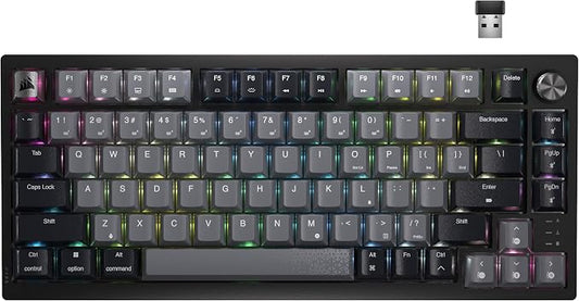 Corsair K65 Plus Wireless 75% RGB Mechanical Gaming Keyboard – Pre-Lubricated MLX Red Linear Switches – PBT Dye-Sub Keycaps – PC, Mac, PS5, PS4, Xbox, iPad – QWERTY NA – Black/Gray by Unknown