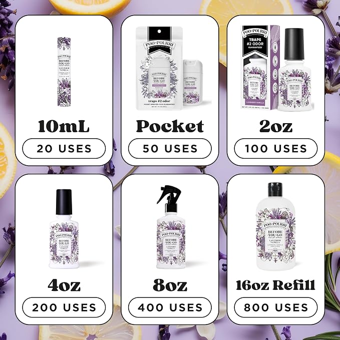 Poo~Pourri Lavender Vanilla, Lavender + Vanilla + Citrus, Before-You-Go Toilet Spray, 2 Oz - Image 8