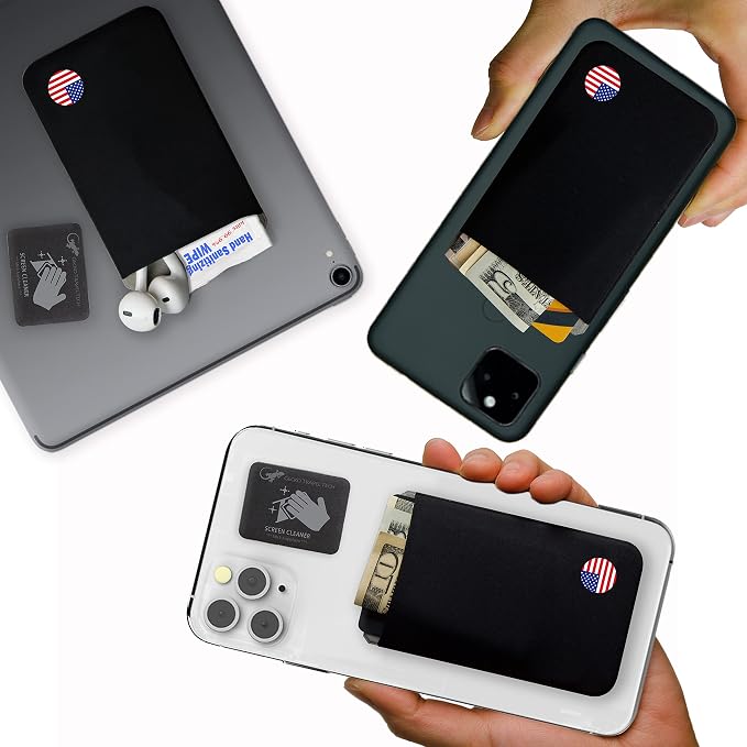 Phone Wallet - Adhesive Card Holder - Cell Phone Pouch - Stick on Lycra Pocket by Gecko - Carry Credit Cards and Cash - Image 2