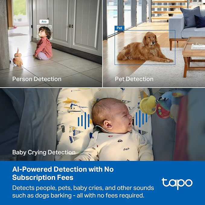 Tapo 4K Indoor Pan/Tilt Wired Security Camera - Works as a Baby Monitor, Person/Pet Detection, Facial Recognition, 360° AI Motion Tracking, Subscription-Free Local Storage or Optional Cloud, C260 - Image 7