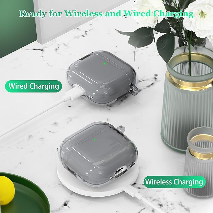 for AirPods 4th Generation Case Cover 2024, Military-Grade Shockproof, Soft TPU Highly Transparent Anti-Yellowing for AirPods 4 Case with Cleaning Kit & Cute Round Buckle, Clear Black - Image 4