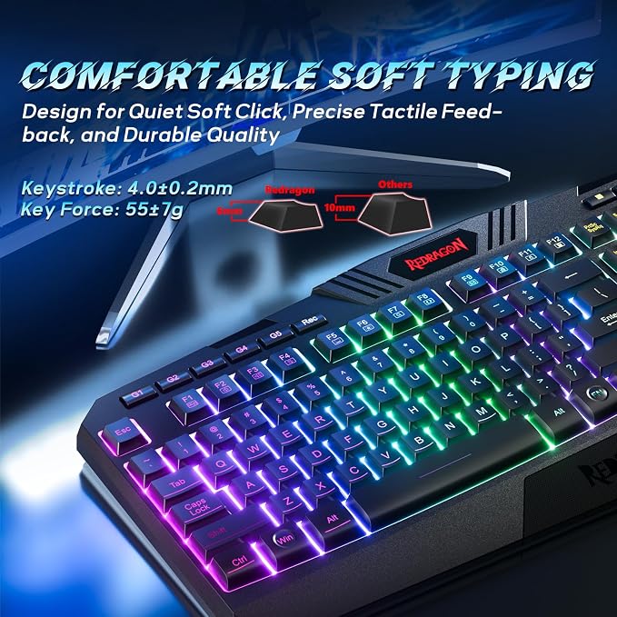 Redragon S101-3 PRO Gaming Keyboard and Mouse, RGB Backlit Programmable Keyboard Mouse with Software, Independent Macro Record Keys, Value Combo Set, New Update Version - Image 4