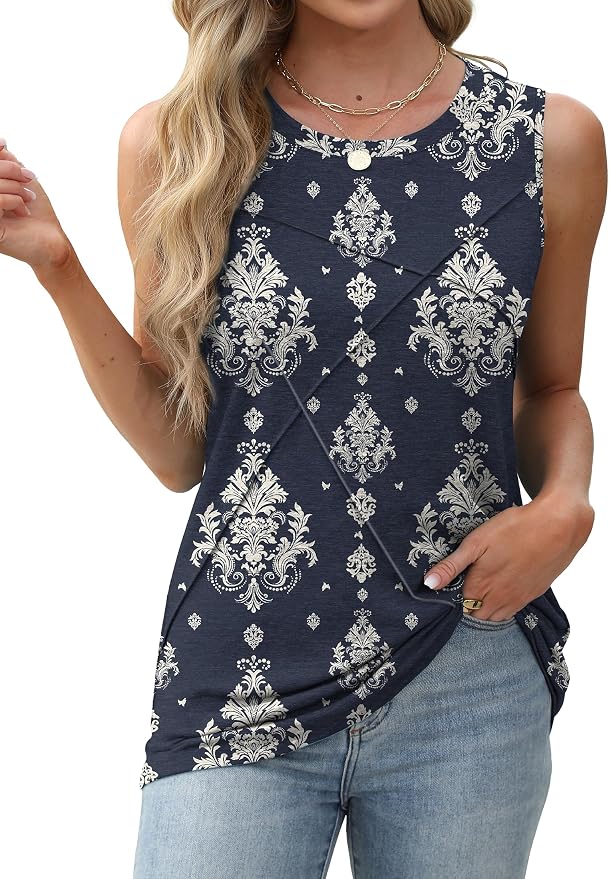 WIHOLL Women's Sleeveless Summer Crewneck Loose Fit Tank Tops - Image 3