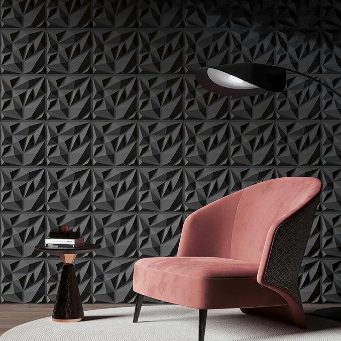 Art3d 100 Pack Decorative 3D Wall Panels, 97 Sq.Feet PVC Interior Wall Décor, 11.8"x11.8", Black - Image 5