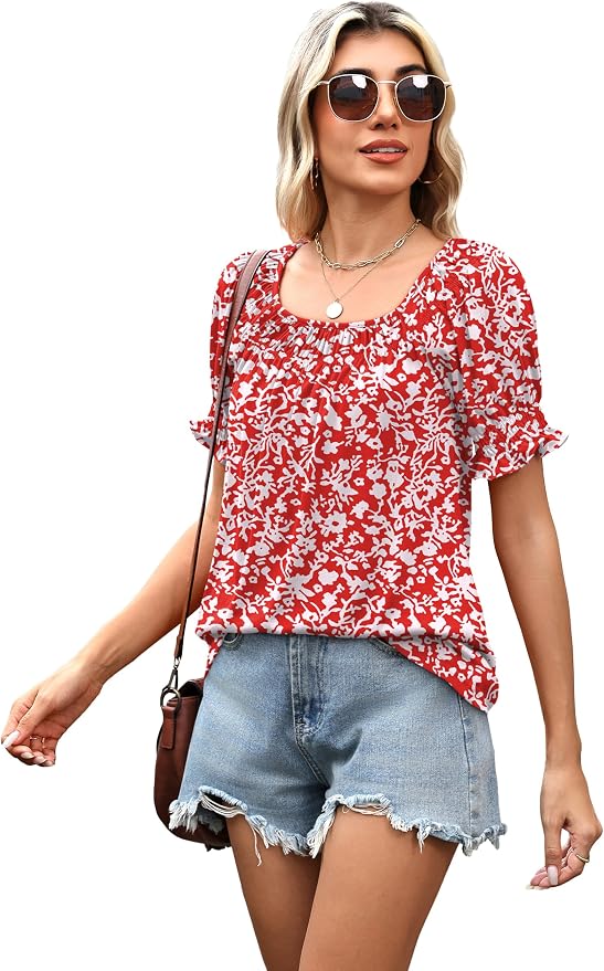 WIHOLL Womens Short Sleeve Square Neck Summer Tops Dressy Casual Blouses Trendy Clothes 2026 - Image 4