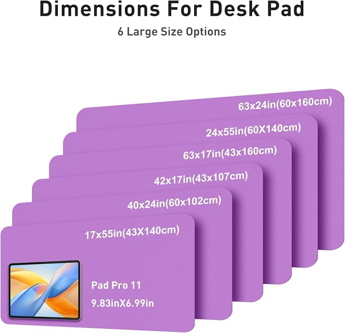 Aothia Faux Leather Desk Mat - Large Mouse Pad, Non-Slip PU Leather Blotter, Waterproof Writing Surface for Office and Home (Iris Violet, 42" x 17") - Image 5