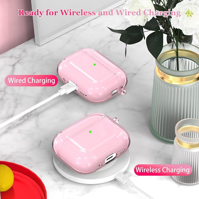 for AirPods Pro 3 Clear Case 2025, Military-Grade Shockproof, Soft TPU Highly Transparent Anti-Yellowing for AirPods Pro 3 Case with Cleaning Kit & Cute Round Buckle, Clear Pink - Image 5