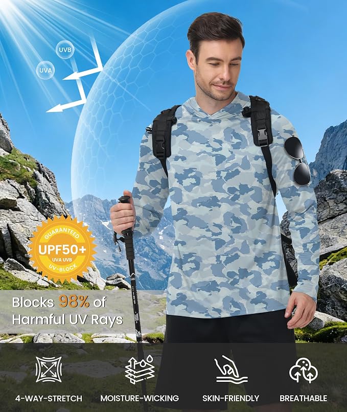 ZITY Men's Sun Protection Shirts Long Sleeve Rash Guard Hoodie UV UPF 50+ Fishing Running Athletic Sweatshirts - Image 2