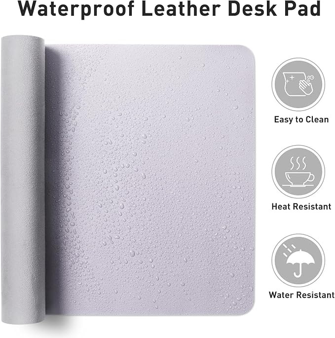 Aothia Faux Leather Desk Mat – Large Mouse Pad, Non-Slip PU Leather Blotter, Waterproof Writing Surface for Office and Home (Soft Lavender, 47.2" x 23.6") - Image 7