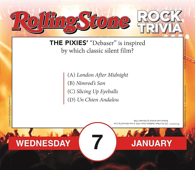 Rolling Stone Rock Trivia 2026 Daily Desk Calendar: Boxed Page-a-Day Music Quiz Calendar with Day-to-Day Rock History, Legends & Iconic Moments - Image 5