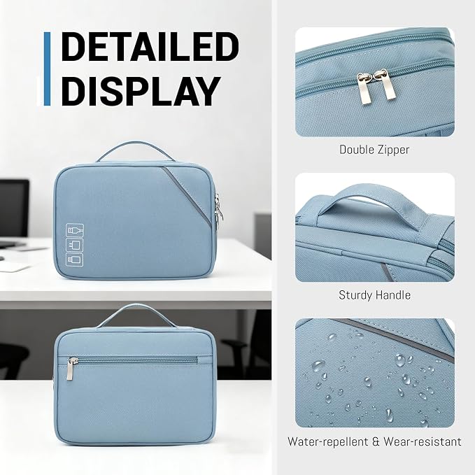 Lanola Electronic Organizer,Travel Cable Organizer Bag Pouch Electronic Accessories Carry Case Portable Double Layers Storage Bag for Cable,Cord,Charger,Phone,Earphone,Power Bank,Memory Cards - Black - Image 6