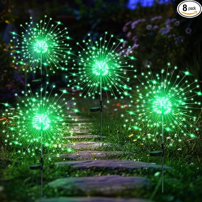 GIGALUMI Garden Outdoor Decor Lights 120LED 4Pack, Solar Garden Lights for Yard Outside Fairy Decorative,Solar Powered for Yard Pathway Flowerbed Planter Balcony Patio Decor（Green） by GIGALUMI