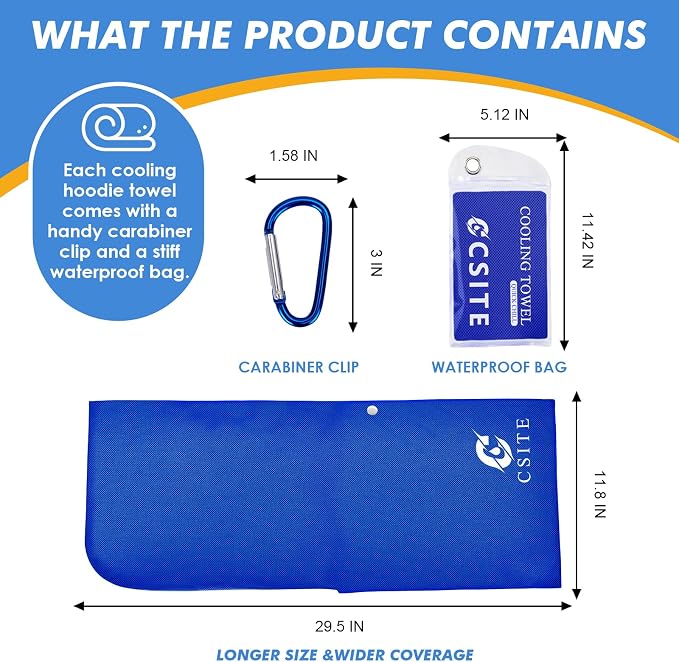 CSITE 3 Pack Cooling Hoodie Towels for Neck and Face, UPF 50 Sun Protection & Instant Cooling, Ice Towels for Hot Weather, Soft Breathable Towel for Sport, Work Out, Gym, Camping & More Activities - Image 6