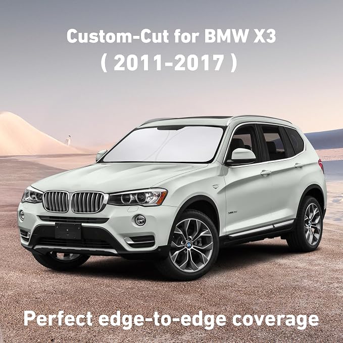 EcoNour Windshield Sunshade Compatible for BMW X3 2011-2015 2016 2017, Sun Visor for Front Windshield & Window Sun Shade Cover, UV Heat Blocker & Protector, Car Accessories - Image 2