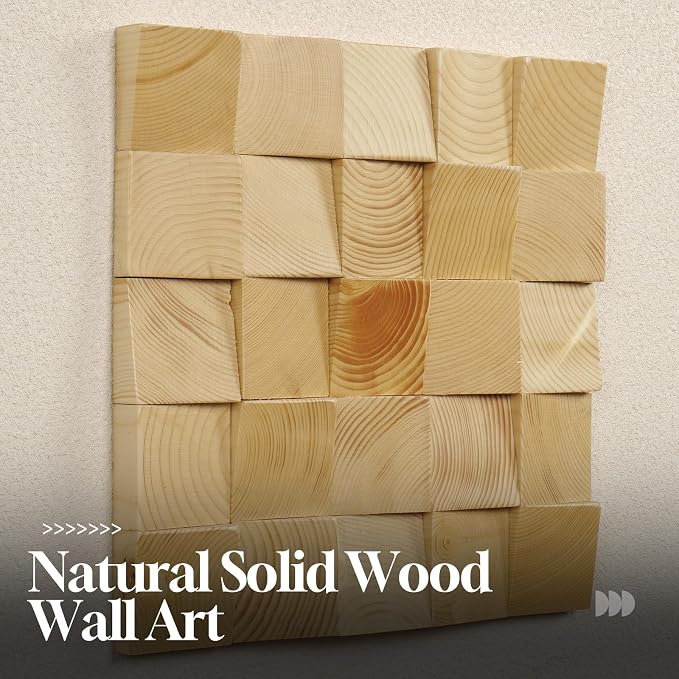 Cuspin Large 3D Wood Green Wall Art for Living Room, Modern Minimalist Sage Green Textured Wall Decor, Abstract Geometric Natural Wooden Block Artwork for Bedroom Dining Room Hallway Home Office - Image 3
