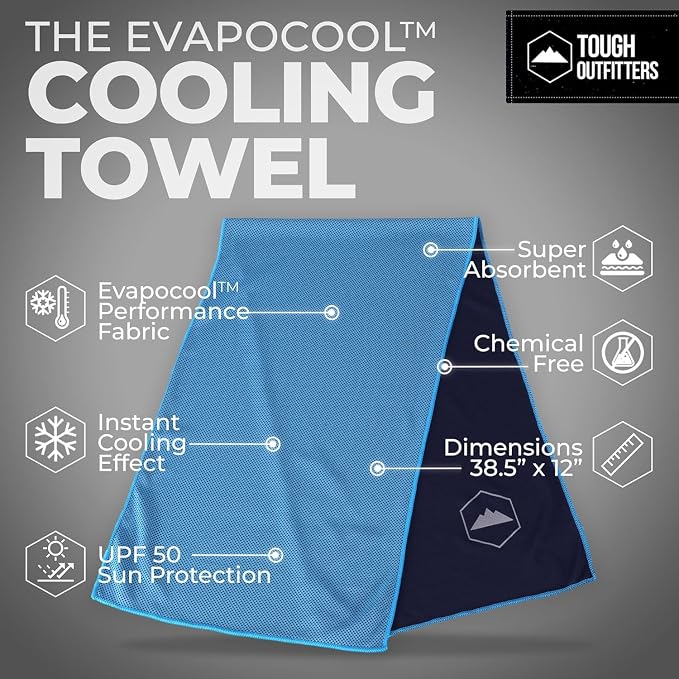 Tough Outdoors Cooling Towels for Neck Face - Neck Cooling Towel for Hot Weather Yoga Sports Golf Sweat - Instant Cold Towel - 3 Pack - Image 4