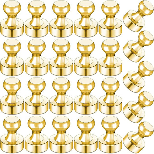 LOVIMAG Fridge Magnets 25Pcs, Magnet for Refrigerator Whiteboard, Gold | Small Strong Neodymium Metal Cute Push Pin for Classroom, Kitchen, Accessories Decorative, Office, Calendar by LOVIMAG
