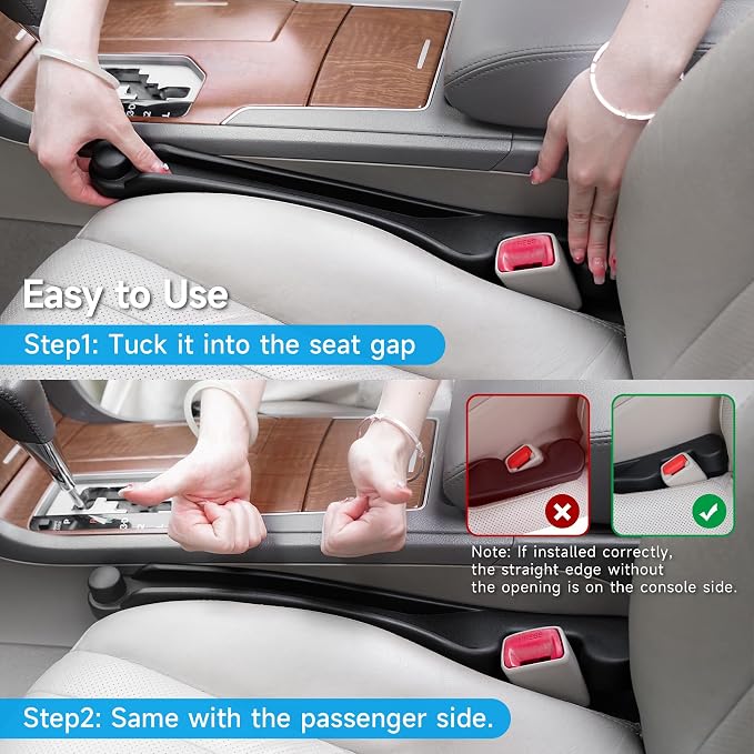 Givifive Car Seat Gap Filler Set of 2, 3IN1 Seat Side Gap Filler Plug with Storage Slot & Hook Function, Soft Foam Universal Fit Car SUV Truck Fill Gap Between Seats Console Organizer（Narrow Black） - Image 9