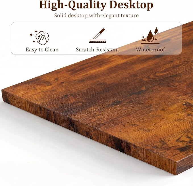 Alpen Corner Desk, 50 Inch L Shaped Gaming Desk with Storage Pocket and CPU Stand, Work Desk for Home Office, Small Corner Study Writing Table with Sturdy Metal Frame, Rustic Brown - Image 5